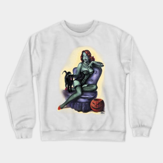 Zombie Girl Pin Up Crewneck Sweatshirt by monstermangraphic
